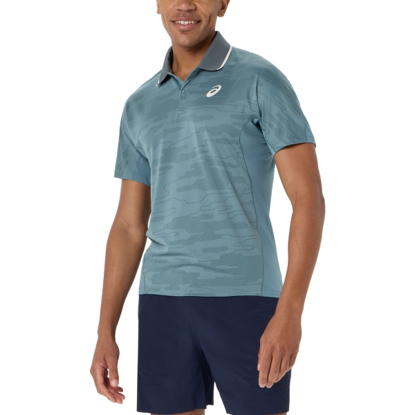 Polo Tenis Hombre ASICS Match Jacquard NY Polo  Foggy Teal 2041A420401