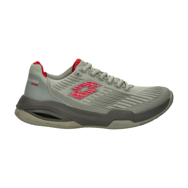 Men`s Tennis Shoes Lotto Mirage 200 II Clay  Cool Gray 7U/Poinsettia Red 222171EA0