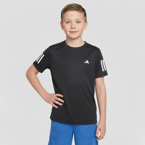 Tennis Polo and Shirts Boy adidas Club 3 Stripes Logo TShirt Boy  Black JI9250