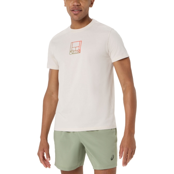 Maglietta Tennis Uomo ASICS Court Core Graphic Maglietta Soft Oat 2041A355250