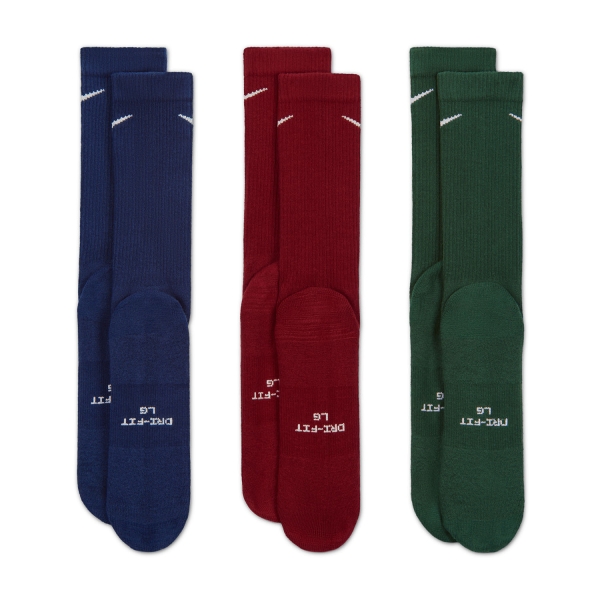 Nike Everyday Elevated x 3 Socks - Blue/Red/Green
