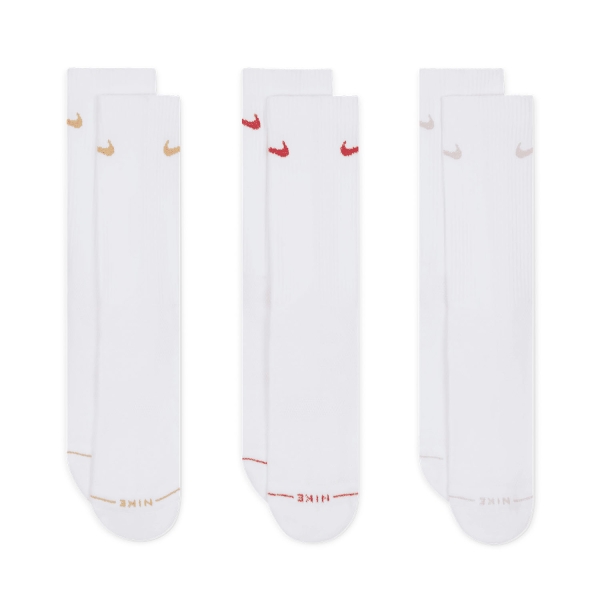 Tennis Socks Nike Everyday Elevated x 3 Socks  White/Red/Yellow HQ4335917