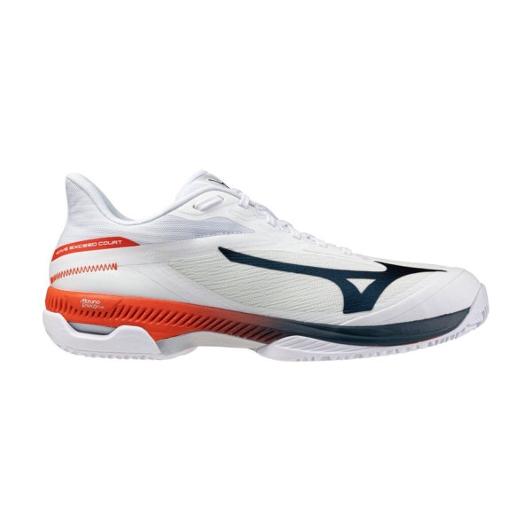 Calzado Tenis Hombre Mizuno Wave Exceed Court Clay  White/Insignia Blue/Orange 61GC262002