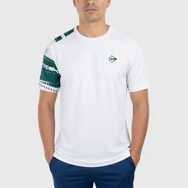Maglietta Tennis Uomo Dunlop Game Crew Maglietta  White/Shaded Spruce 880478