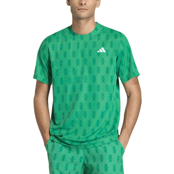 Maglietta Tennis Uomo adidas Club CLIMACOOL Graphic Maglietta  Semi Court Green/Collegiate Green KD1744