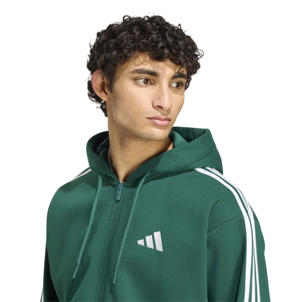 adidas Essentials 3 Stripes Print Hoodie - Collegiate Green/Off White