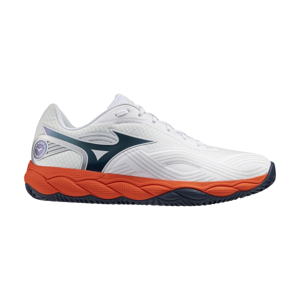 Calzado Tenis Hombre Mizuno Wave Enforce Court 2 Clay  White/Insignia Blue/Orange 61GC263402