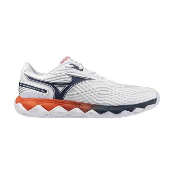Men`s Tennis Shoes Mizuno Wave Enforce Tour 2 AC  White/Insignia Blue/Orange 61GA260002