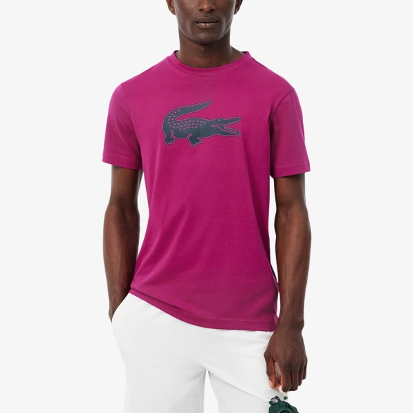 Men's Tennis Shirts Lacoste Ultra Dry TShirt  Rose Fushia/Bleu Marine TH2042TWJ