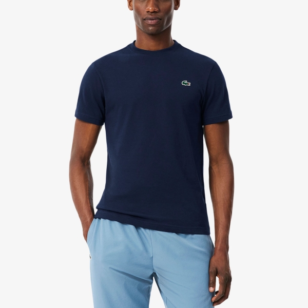 Camisetas de Tenis Hombre Lacoste Ultra Dry Back Print Camiseta  Bleu Marine/Blanc TH6655525