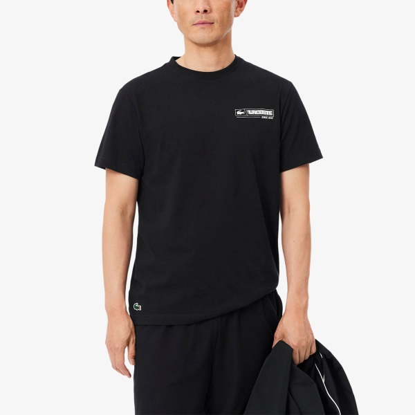 Men's Tennis Shirts Lacoste Printed Graphic TShirt  Noir/Blanc TH6677258