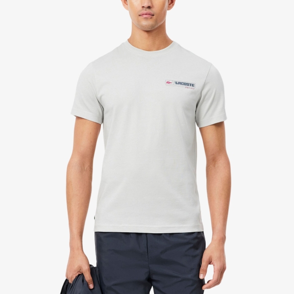 Camisetas de Tenis Hombre Lacoste Printed Graphic Camiseta  Gris/Rose Fushia TH6677VGI