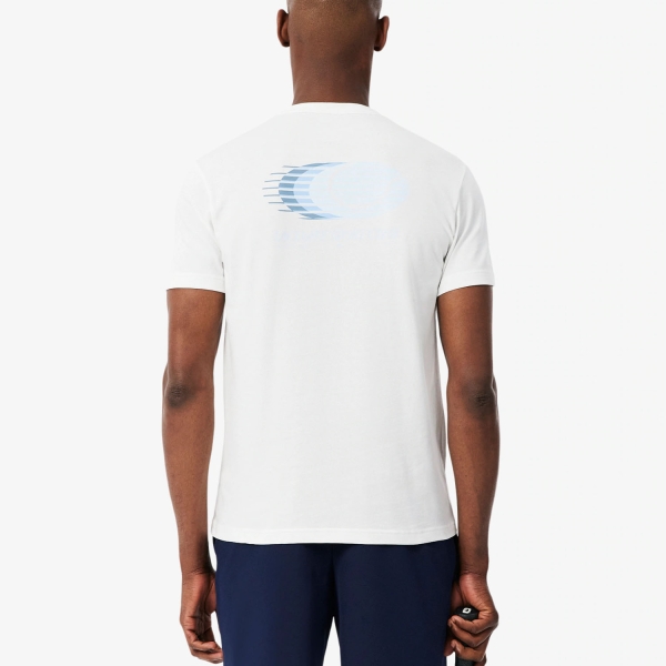 Lacoste Ultra Dry Back Print T-Shirt - Blanc/Bleu Clair