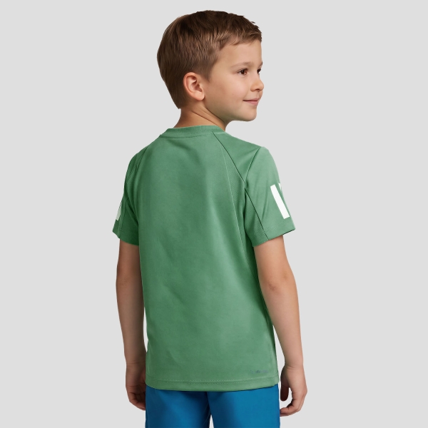 adidas Club 3 Stripes Logo T-Shirt Boy - Semi Court Green