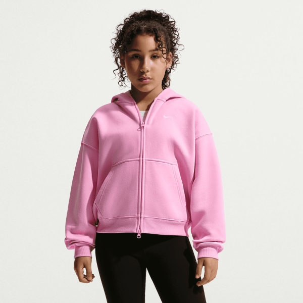 Tracksuit and Hoodie Girl Nike Studio Fleece Hoodie Girl  Pink Rise/White IM4904621