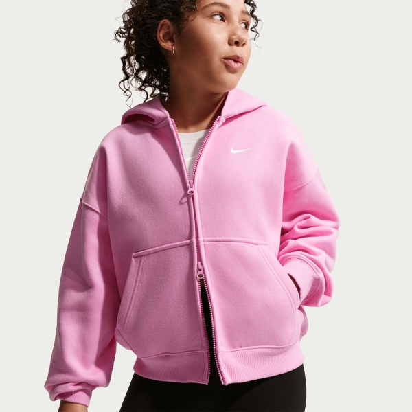 Nike Studio Fleece Hoodie Girl - Pink Rise/White