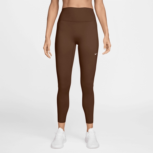 Pantalones y Tights de Tenis Mujer Nike One Logo 7/8 Tights Cacao Wow/White IO0579212