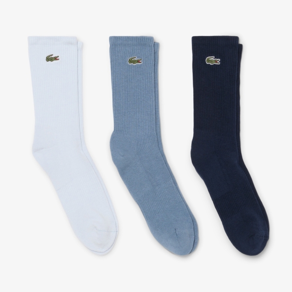 Calze Tennis Lacoste Crew x 3 Calze  Bleu Clair/Gris Fonce/Bleu Marine RA9192STE