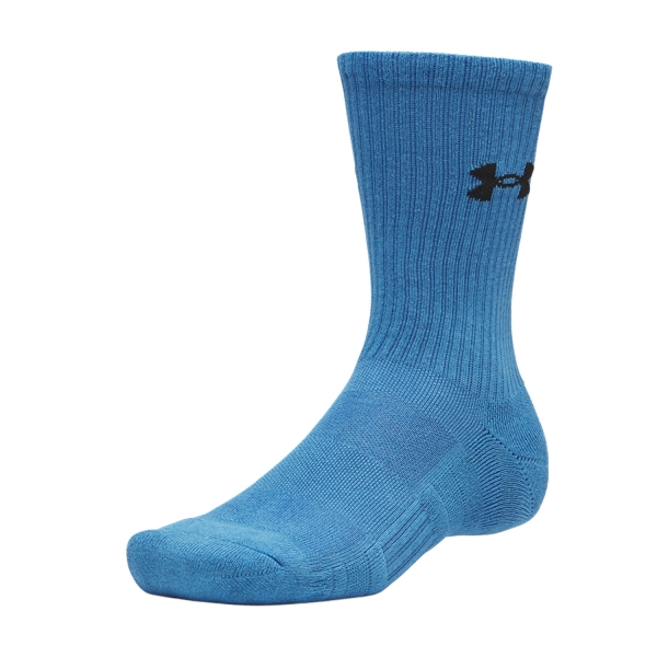 Under Armour Performance Crew x 3 Socks - Aegean Blue/Halo Gray/Black