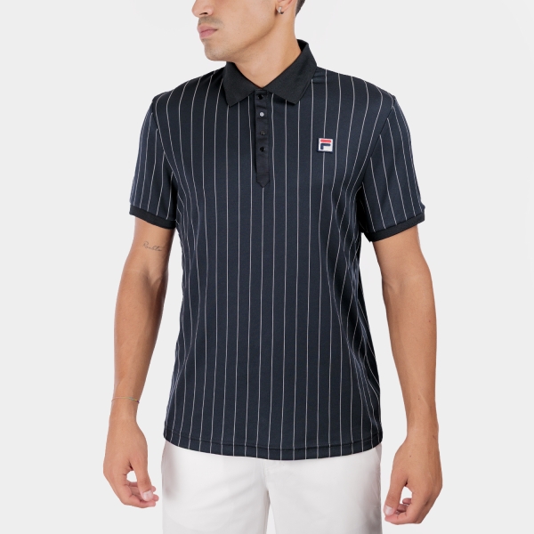 Men's Tennis Polo Fila Stripes Polo  Black/White FRM131011901