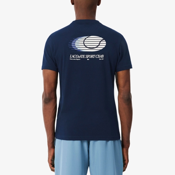 Lacoste Ultra Dry Back Print Camiseta - Bleu Marine/Blanc