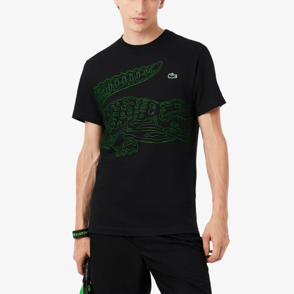  Lacoste XXL Logo Print Maglietta  Noir/Vert TH6682XWR