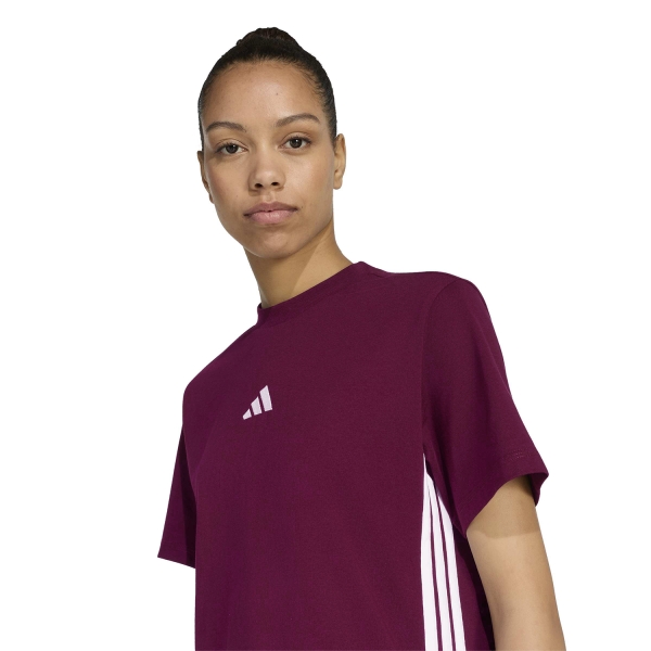 adidas Essentials Three Stripes T-Shirt - Maroon/White