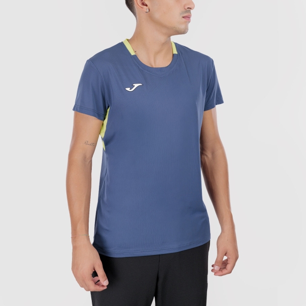 Camisetas de Tenis Hombre Joma Smash Pro Camiseta  Navy Blue/Lime 105595.322