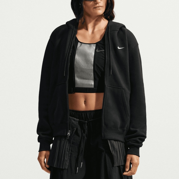 Women's Tennis Shirts and Hoodies Nike Studio Fleece Hoodie  Total Black/Sail IM8504001