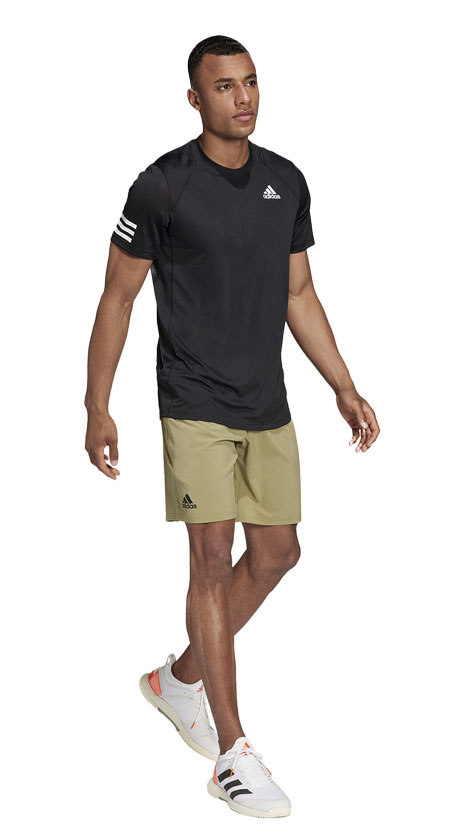 adidas Club 3-Stripe Men's Tennis T-Shirt - Black/White